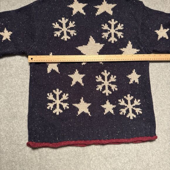 Coldwater Creek Chunky Knit Sweater Womens XL Blue Red Snowflake American Wool - Picture 6 of 7